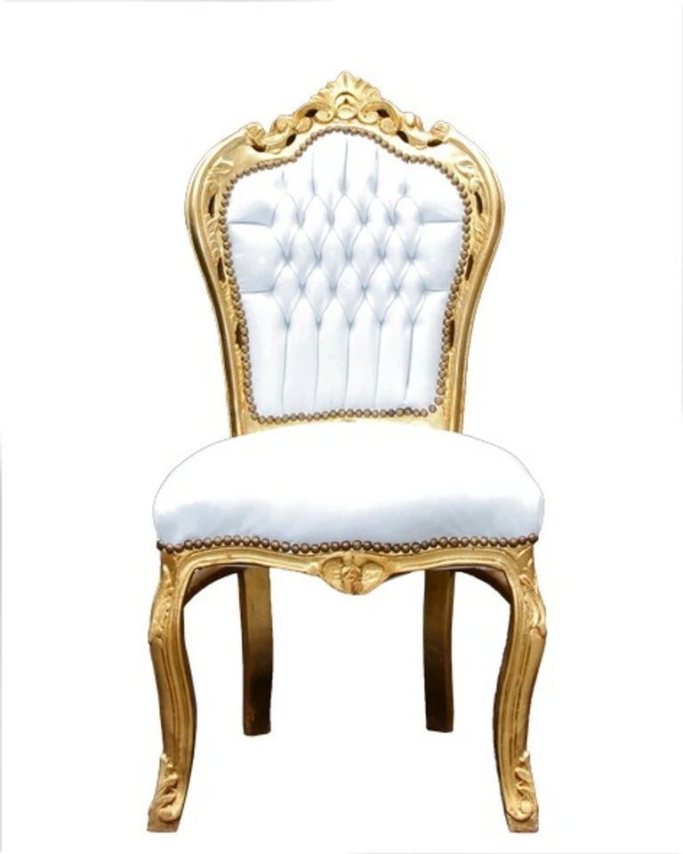 PARIS BAROQUE DINING TABLE SET WHITE AND GOLD WITH ARMCHAIRS