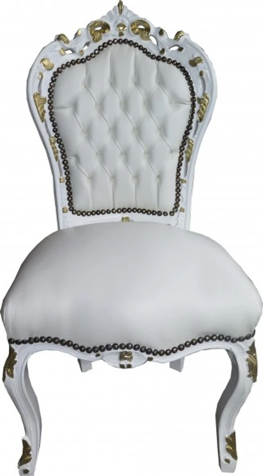 PARIS BAROQUE DINING TABLE SET WHITE AND GOLD WITH ARMCHAIRS