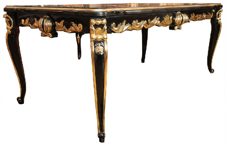 PARIS BAROQUE DINING SET, BLACK AND EMERALD GREEN