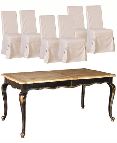 RUSTIC DINING TABLE WITH Upholstered Dining Chairs