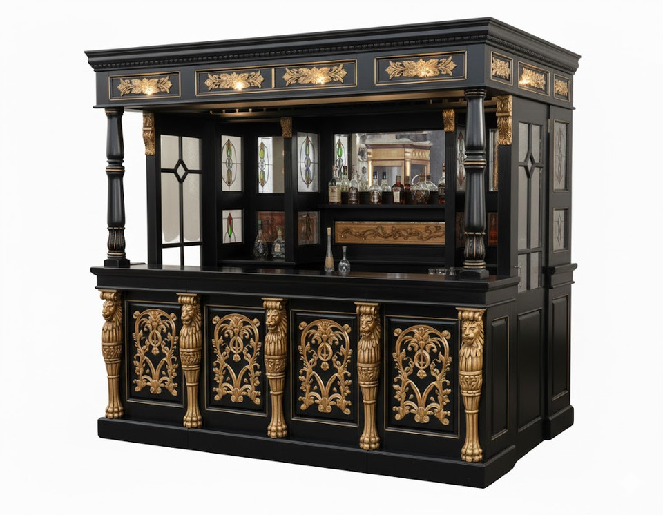 BLACK AND GOLD CANOPY PUB BAR FOR HOME