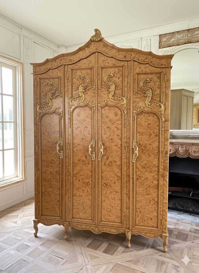 Birch burl veneer and gold