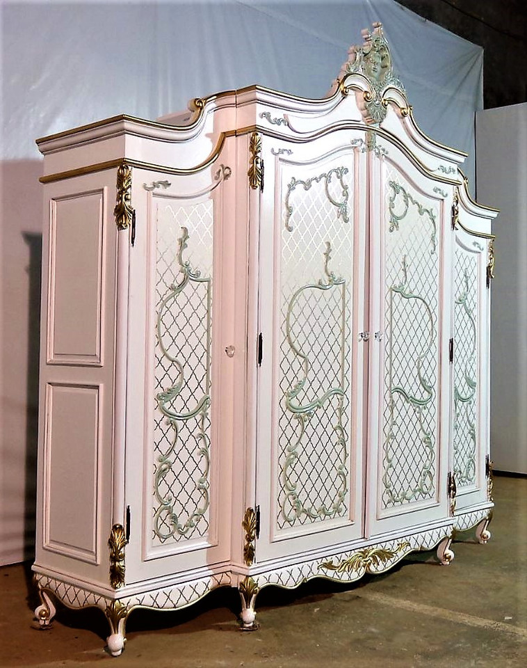 Marie Antoinette Armoire Light Green and Gold