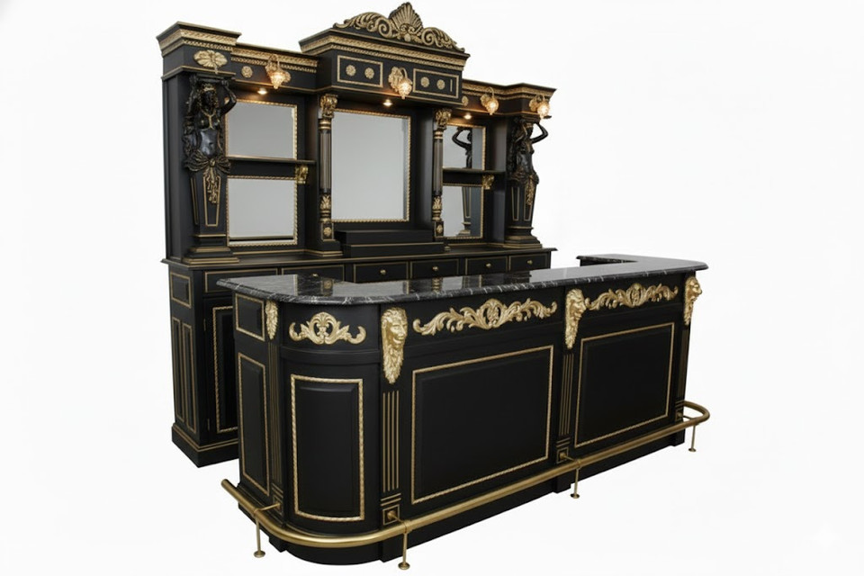 Luxury Hand-Carved Traditional English Home Bar