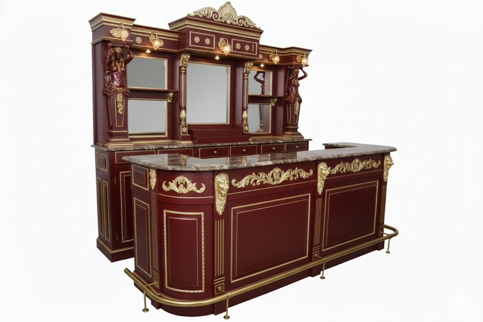 Luxury Hand-Carved Traditional English Home Bar