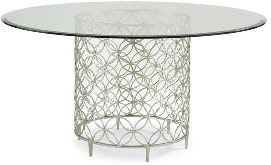 Round Dining Table with metal base & 60" diameter beleved glass top