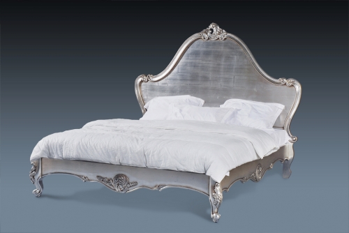 French Bed, Silver softly carved 