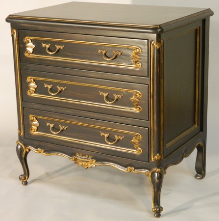 Louis XV Side Table, Worn Black with gold accents