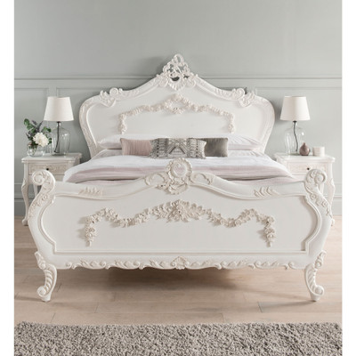 French White Platform Bed