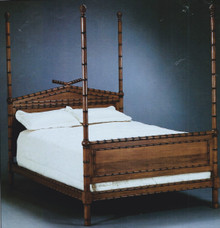 BAMBOO FOUR-POSTER BED FRAME WALNUT