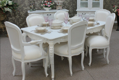 French Dining table set, French Provencial dining set white