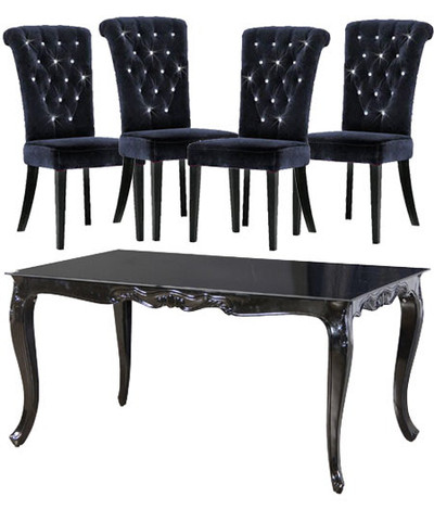 Black French Dining Table Set