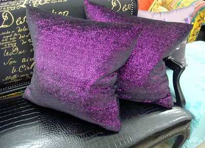 purple throw cushions