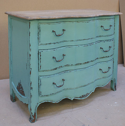 Turquoise Chest of Drawers, French Country Furniture 3 drawer