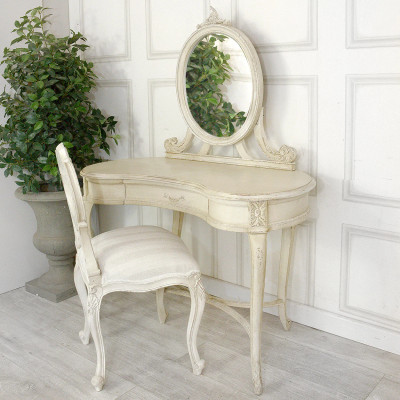 French Vanity table, Ivory Distressed Shabby Chic Style French Vanity table, Ivory Distressed Shabby Chic Style