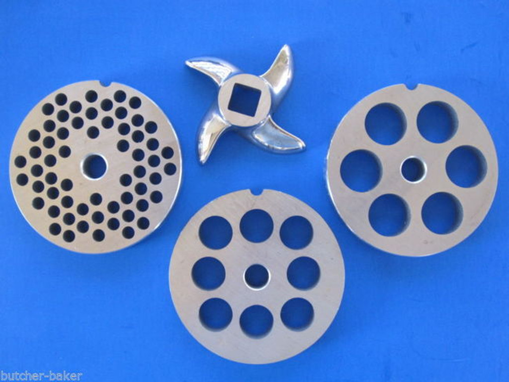 #22 SET Hobart LEM Cabelas Enterprise Meat Grinder plates discs & KNIFE blade