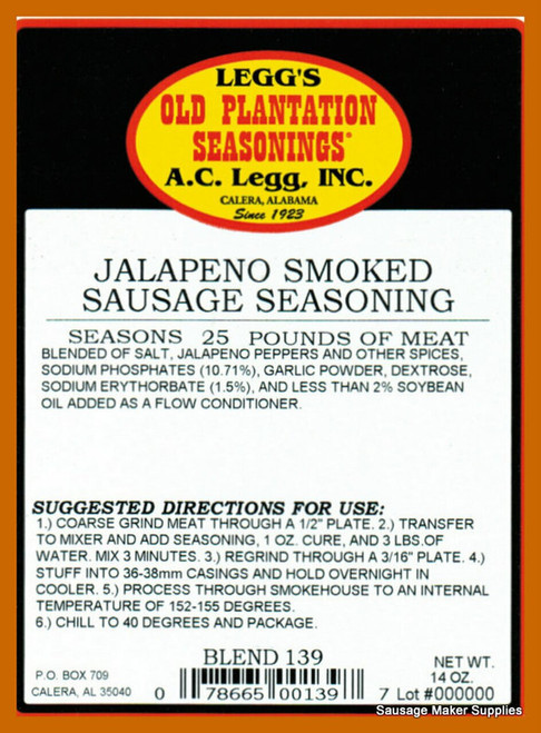 CASE PRICE Legg's JALAPENO SMOKED LINKS Sausage Seasoning for Venison Pork Elk Beef