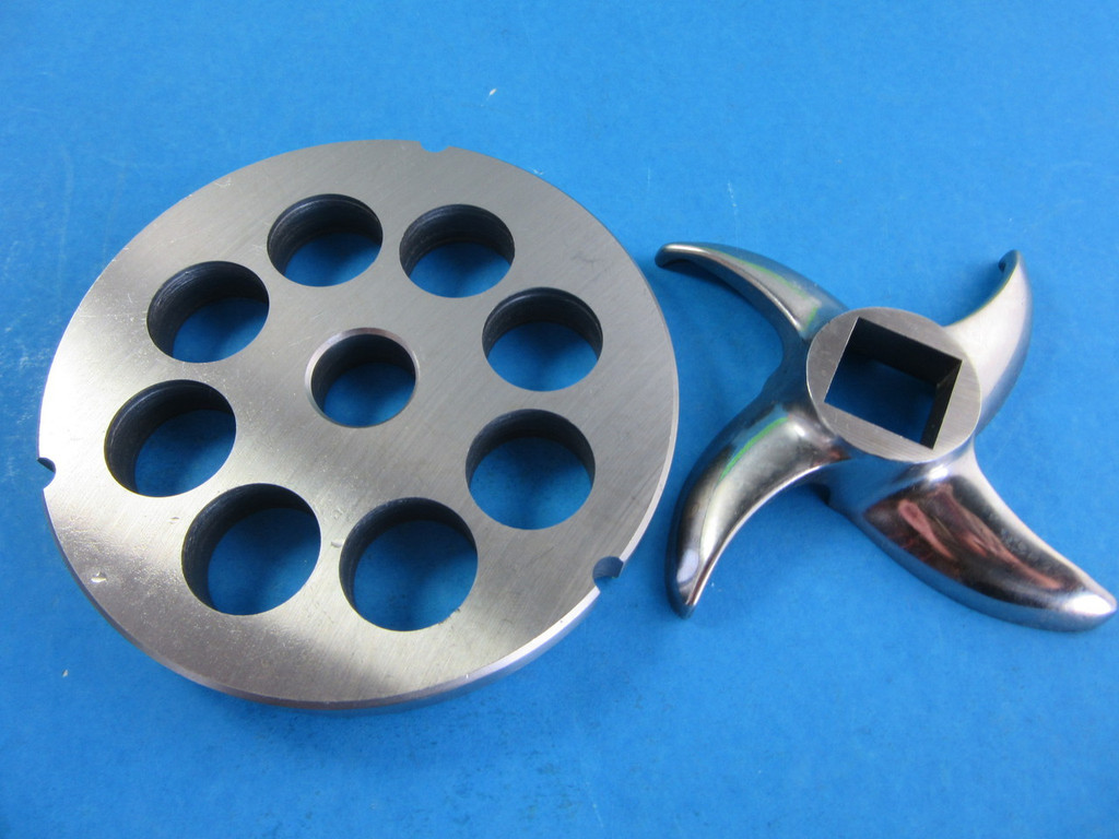 #42 x XL 1" coarse grind plate plus new sharp meat grinder stainless steel blade