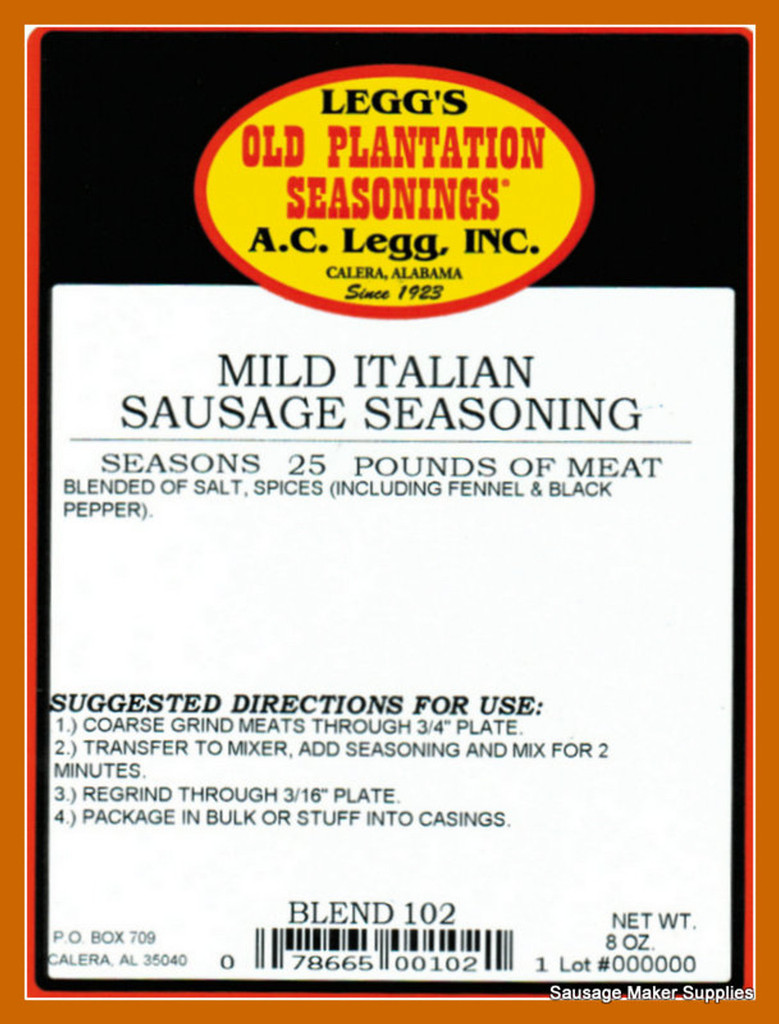 *SALE* CASE PRICE  MILD Italian Sausage Seasoning for 600 Lbs of meat Use for Links or other dishes