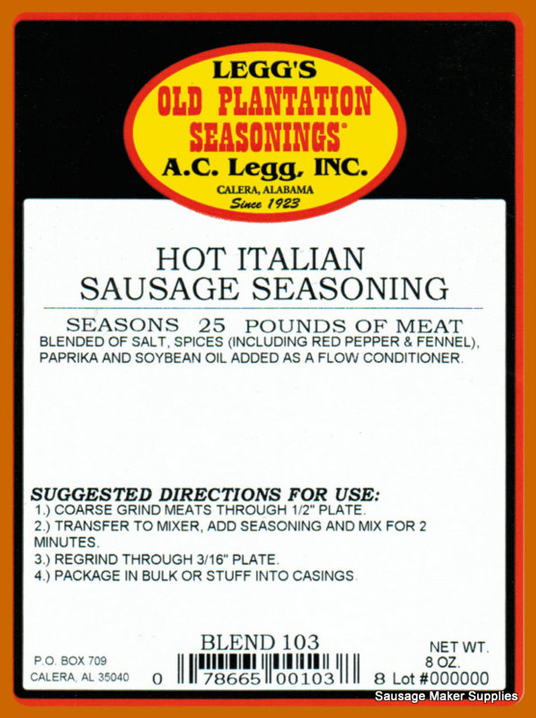 *SALE*  CASE PRICE of HOT ITALIAN Sausage Seasoning for 600 Lbs of Links or Ground   *Favorite Recipe*