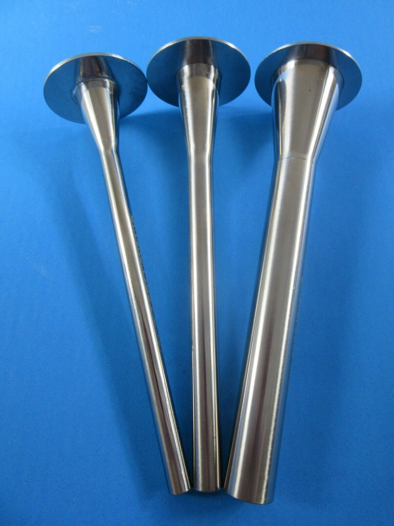  VARIETY SET of THREE Stainless Steel tubes for sausage stuffer.  2" base diameter