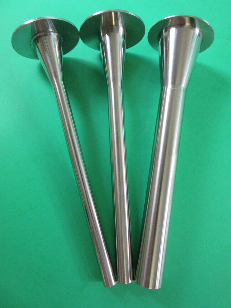  VARIETY SET of THREE Stainless Steel tubes for sausage stuffer.  2" base diameter