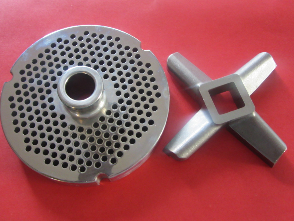  #42 x 3/16" (4.5mm) Typical burger GRIND MEAT w/HUB Meat Grinder Plate AND HEAVY DUTY KNIFE