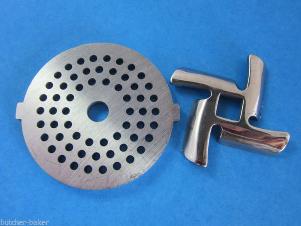 1/8" Meat Grinder plate disc & knife for Waring Pro Oster & Back to