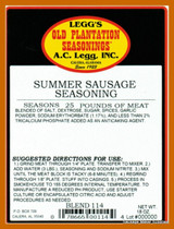  CASE PRICE Legg,s Old Plantation Summer Sausage Seasoning Blend #114 Recipe 