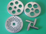 4 pc. SET 1/8", 1/2" and  5/8" GRIND HOLES for KitchenAid KSMMGA meat grinder PLUS NEW KNIFE