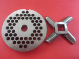 #22 x 1/4" (6 mm) BURGER GRIND holes PLATE AND KNIFE for meat grinder.  MADE IN ITALY