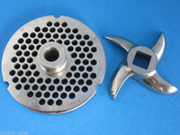 #32 x 1/4" w/ HUB Meat Grinder Plate & KNIFE for Hobart Weston LEM Cabelas etc