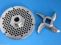 #32 x 3/16" w/ HUB Meat Grinder Plate & KNIFE for Hobart Weston LEM Cabelas etc