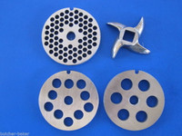 #8 (4) pc COMBO SET Meat Grinder Grinding plate disc knife blade Stainless Steel