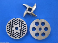 #8 (3) pc COMBO SET Meat Grinder Grinding plate disc knife blade Stainless Steel