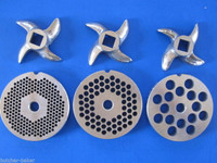 #22 6 pc COMBO Meat Grinding plate disc knife cutter for Hobart Torrey LEM etc