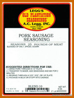 CASE PRICE Leggs Blend #10 ORIGINAL Breakfast Sausage Seasoning for 600 lbs Beef Venison Pork