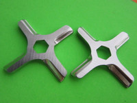 *TWO* KNIVES for Moulinex Krups Older Rival meat grinder with HEX CENTER HOLE