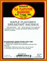 CASE PRICE A C Legg Blend #8 MAPLE Breakfast Sausage Seasoning for 600 lbs