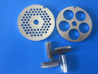 *COMBO*  New knife AND  1/8" & 5/8" Coarse and Fine ground meat replacement plate for KitchenAid KSMFGA