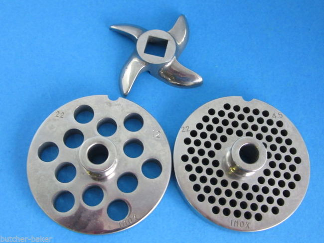 22 3PcSET Knife and Plates w/ HUB Meat Food Grinder Hobart Cabelas