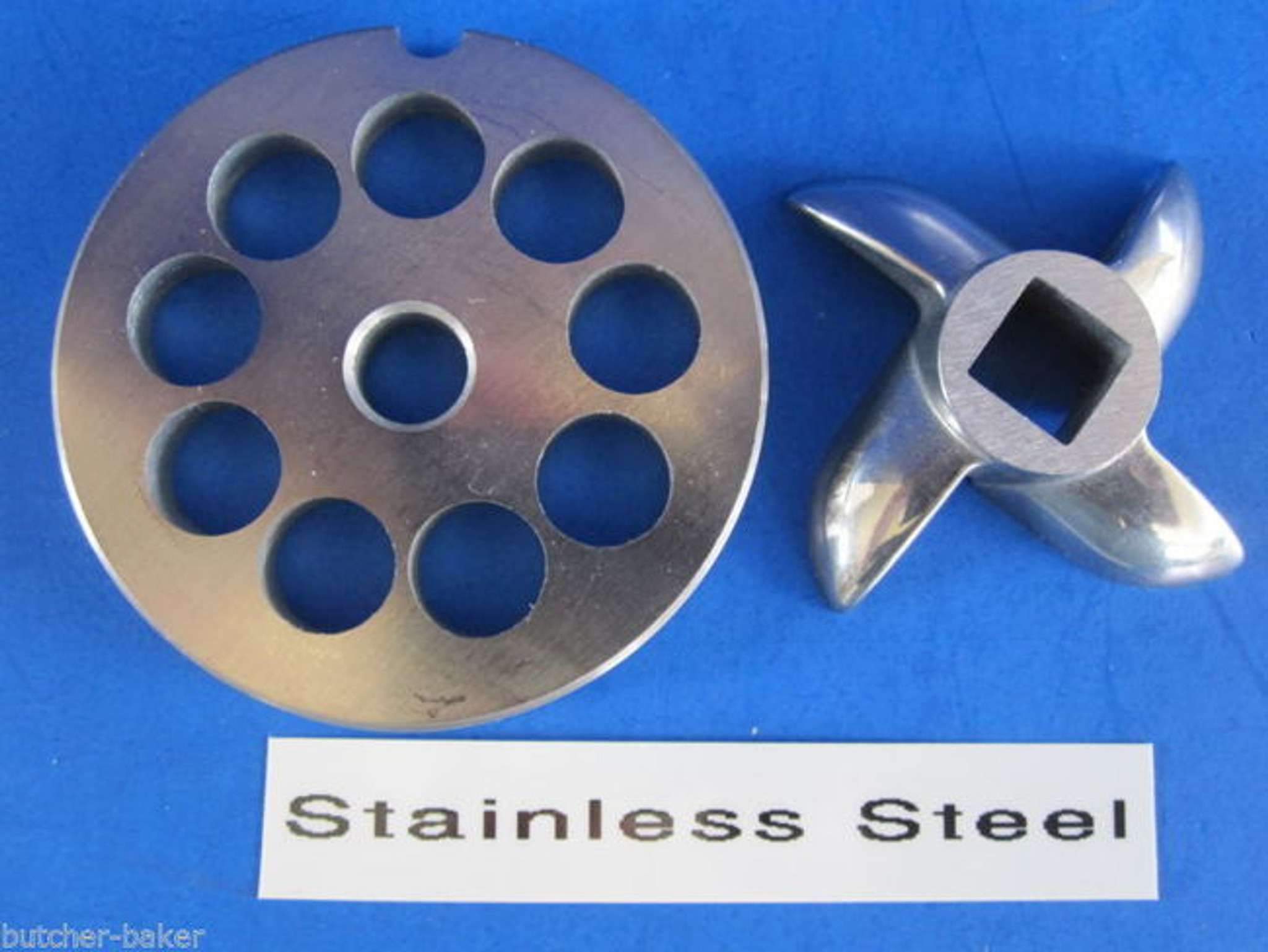 #8 x 3/8" DISC PLATE & KNIFE SET Meat Grinder Grinding Stainless Steel
