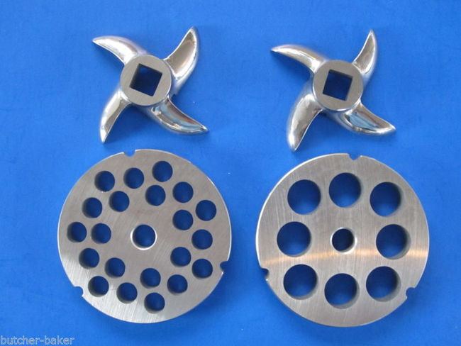 32 SET Meat Grinder Sausage Stuffing Stuffer (2) Plates (2) knife for Hobart et Smokehouse Chef