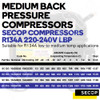 Secop SC15G Medium Back Pressure Compressor R134a – 3/8 HP – 220–240V - Table