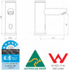 Sensor Tap by Autoflo Basin Pillar Touch Tap Black & Chrome 9V Mains Power - Dimensions