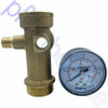 DAB Pressure Pump Bronze 5 Way Connector Tee & 6 Bar Pressure Liquid Filled Gauge Kit - Face
