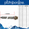 Hot Water Immersion Heating Element Screw In 2 inch BSP Triple Delta 9.6kW 415V 965mm Penetration - Table