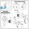 Jobe Vortex Water Tanks Troughs Cistern Float Valve Bottom Fill 50mm 620L/min at 230 kPa  - Dimensions