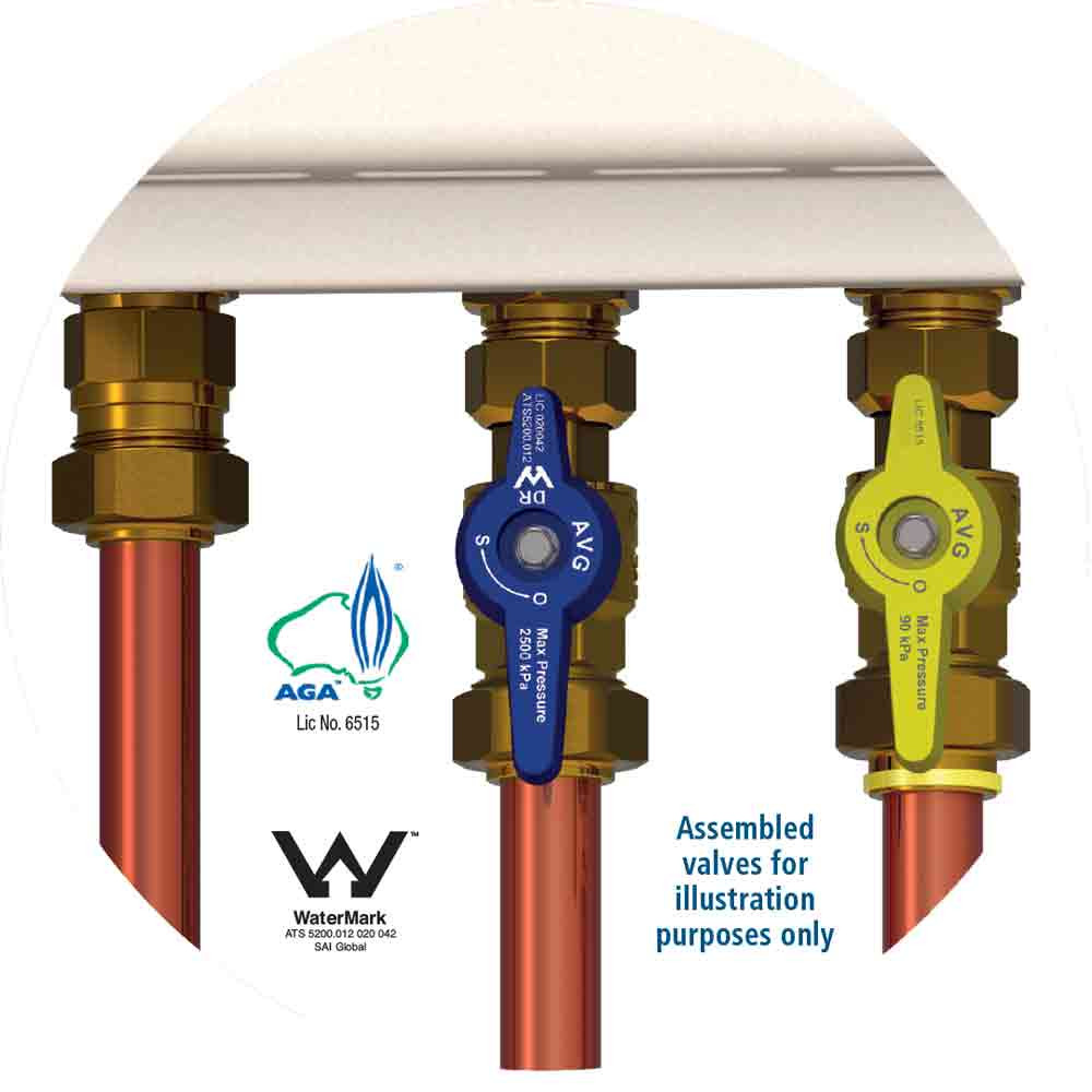 Gas Hot Water Continuous Flow Installation Valve Kit Quickie-U