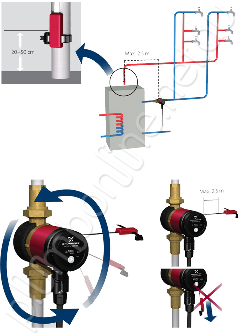 Насос Grundfos Comfort 15-14 b PM схема монтажа